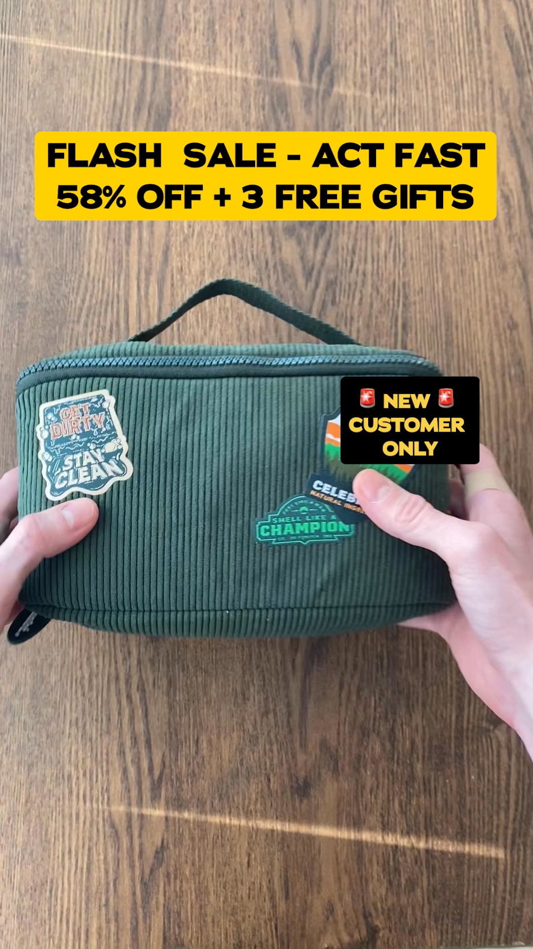 Dr. Squatch ad, running 107 days: 🤯 3 FREE GIFTS + 55%+ OFF