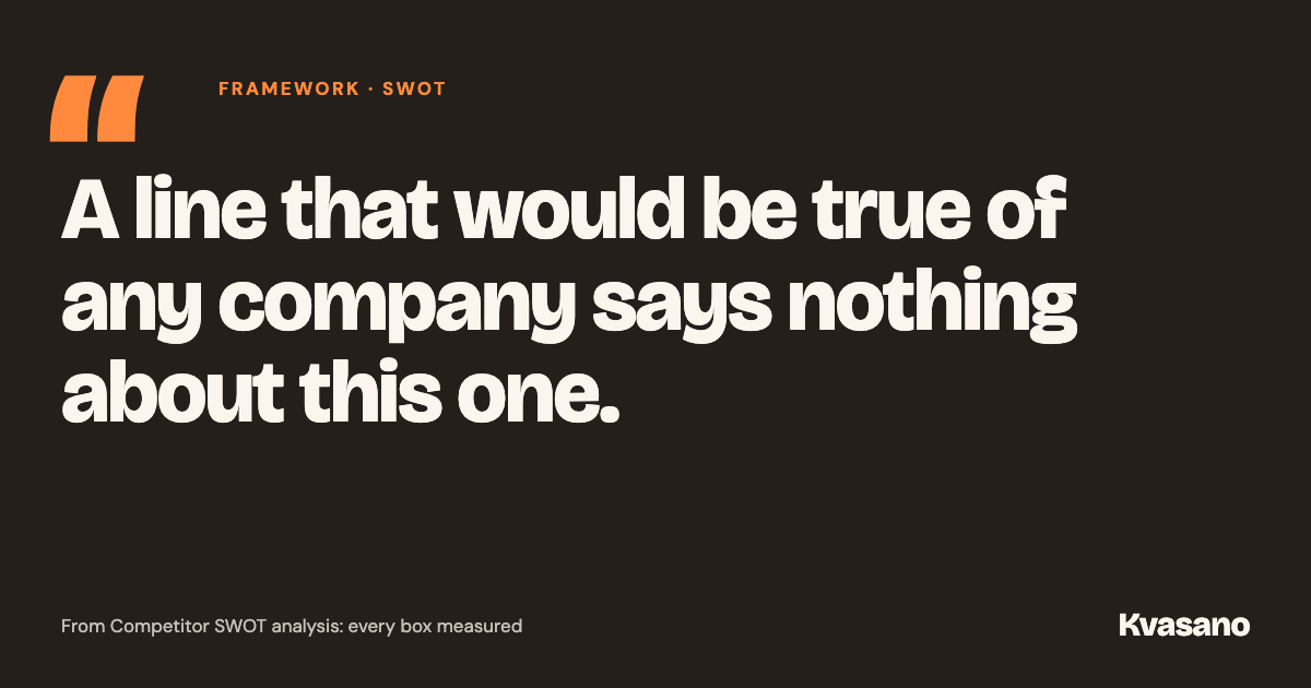 Quote from the article: A line that would be true of any company says nothing about this one.